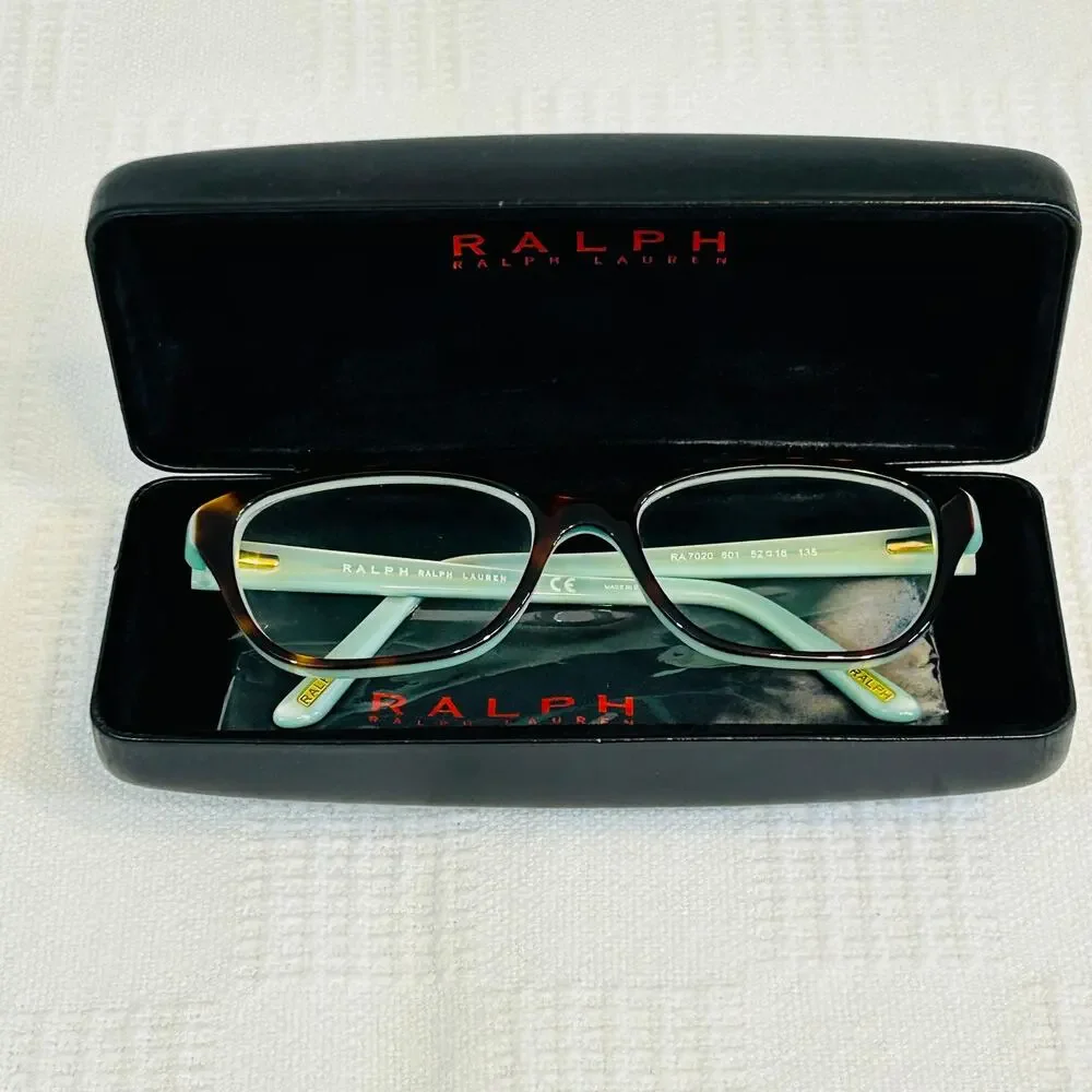 Ralph Lauren RA 7020 601 Eyeglasses Frame 52-16-135 Tortoise/Light Blue & Case